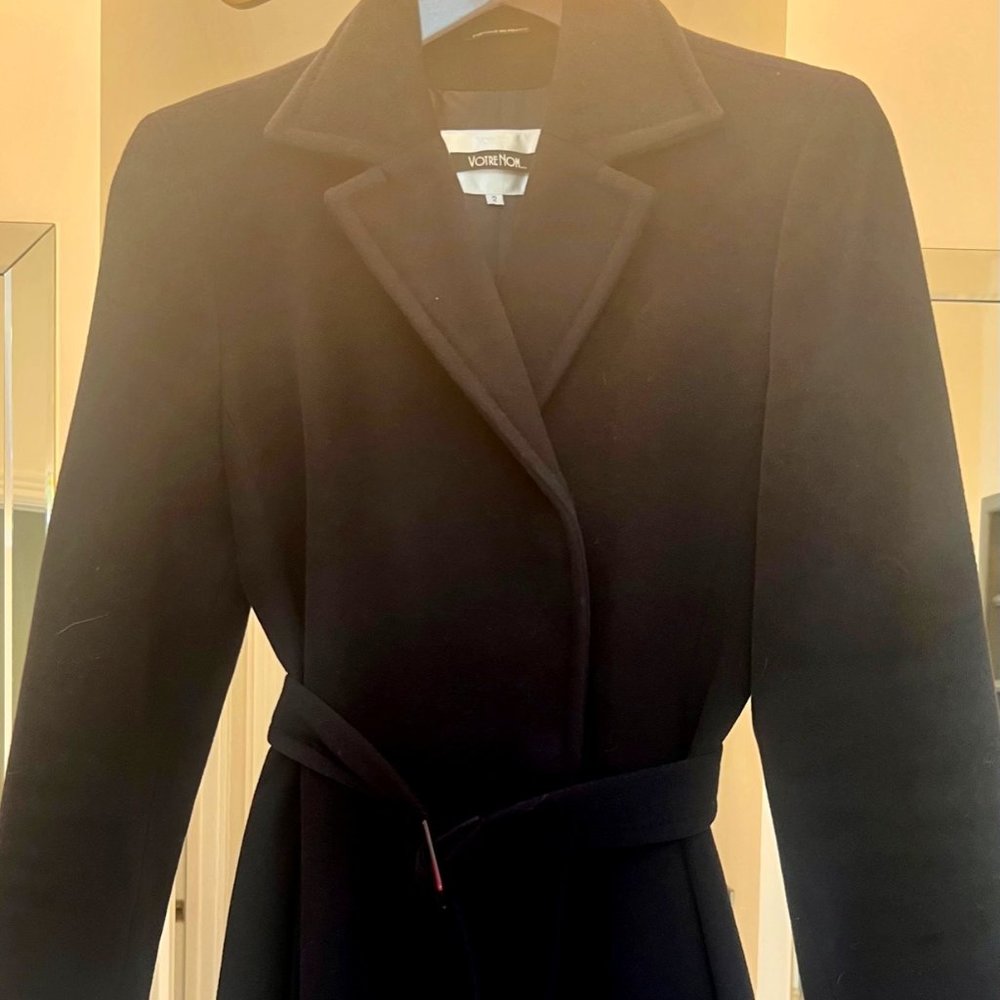 Votre Nom Paris Wool/Angora Winter Coat in Navy Blue